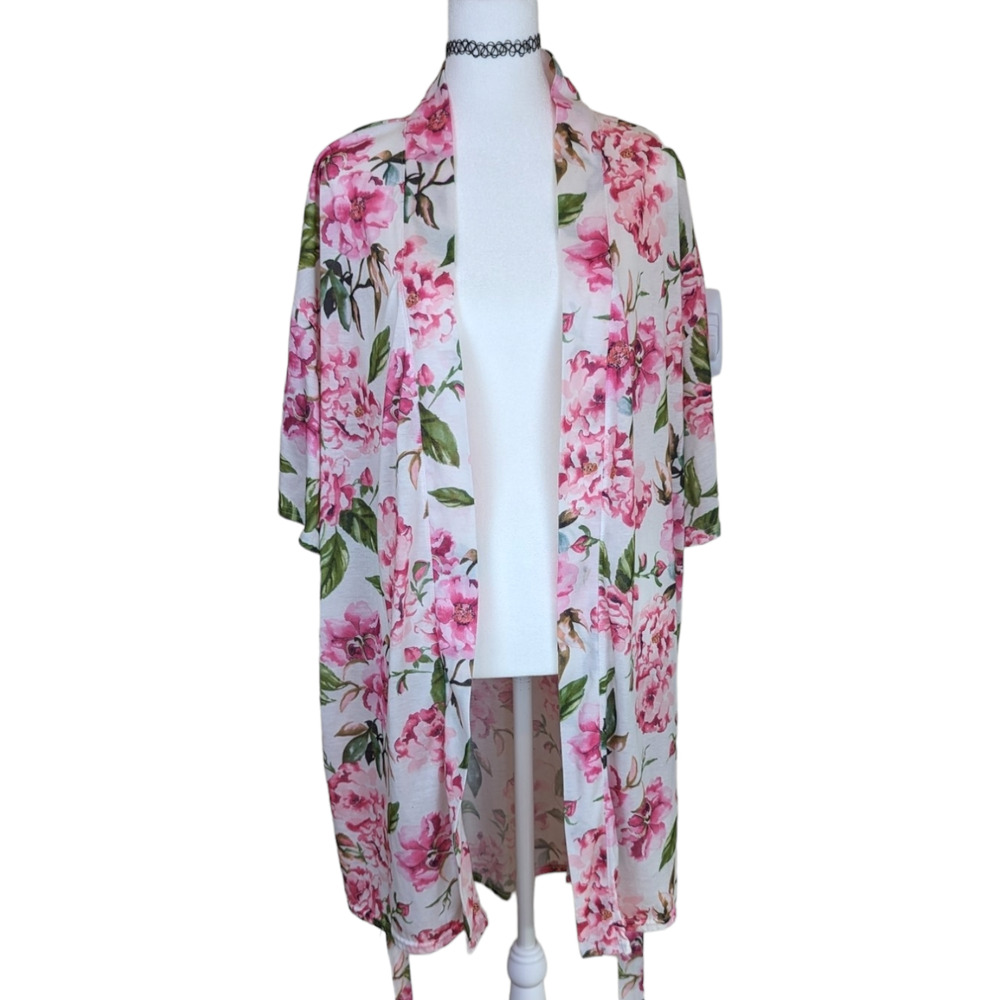 Show Me Your Mumu Pink Floral Brie Robe Kimono OS